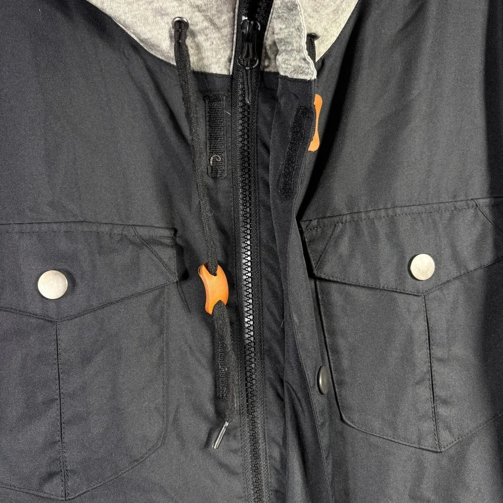 Vintage Iceburg Jacket Mens Size XL Black Quilted Hooded Snap Front Ski Y2K 90s